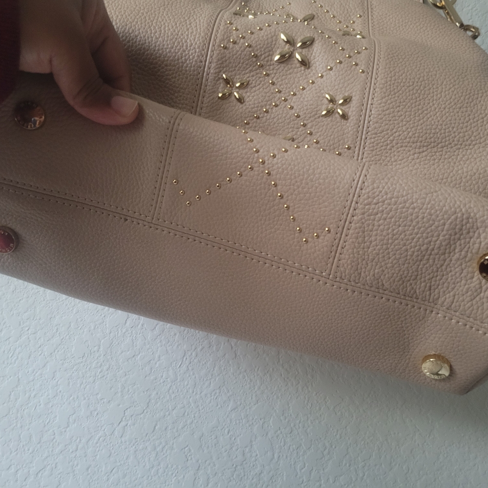 Michael Kors Beige Leather Shoulder Large Tote Bag Purse - Picture 10 of 11